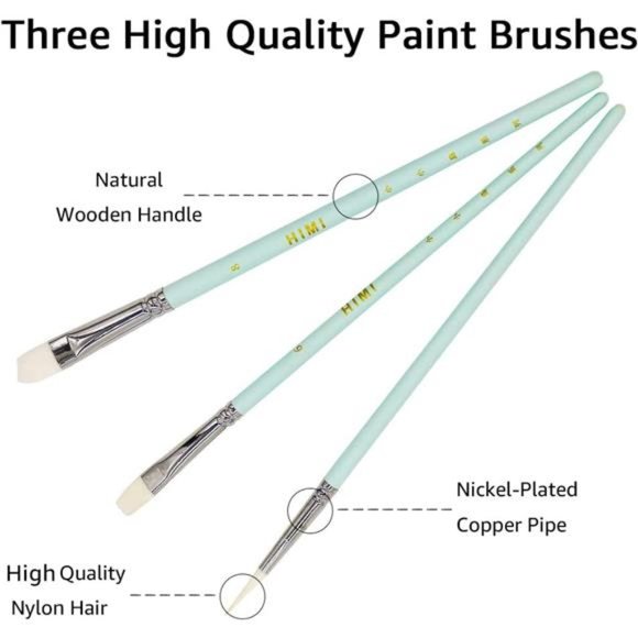 HIMI Gouache Paint Set, 24 Colors x 30ml/1oz with 3 Brushes & a Palette, Unique - Picture 5 of 7